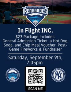 Hudson Valley Renegades Fundraiser for In Flight, Inc. Flyer